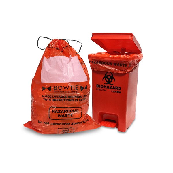 Biohazard bin with hands-free foot